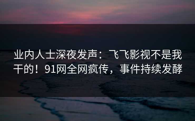 业内人士深夜发声：飞飞影视不是我干的！91网全网疯传，事件持续发酵