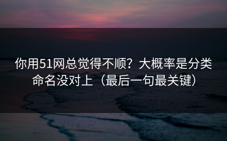 你用51网总觉得不顺?大概率是分类命名没对上(最后一句最关键) 你用51网总觉得不顺?大概率是分类命名没对上(最后一句最关键)