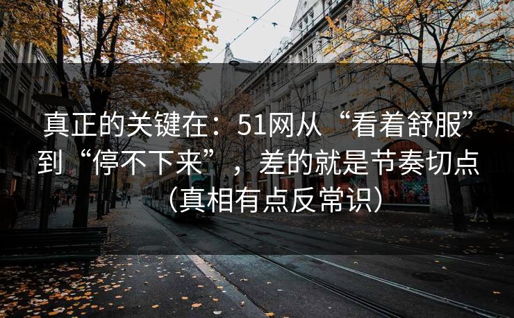 真正的关键在：51网从“看着舒服”到“停不下来”，差的就是节奏切点（真相有点反常识）
