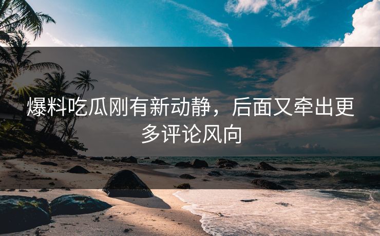 爆料吃瓜刚有新动静，后面又牵出更多评论风向